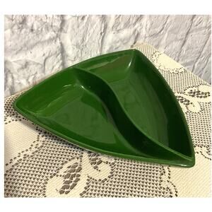 Retro Divided Serving Dish Emerald Green Vintage